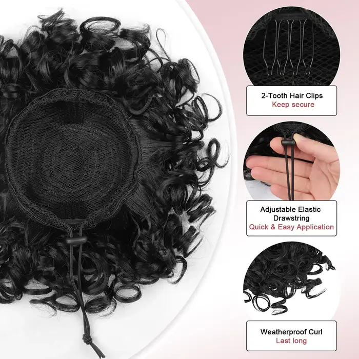 Grands chignons bouclés avec cordon élastique