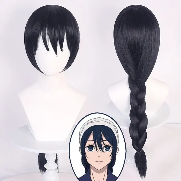 Amanai Riko Cosplay Perruque, Perruques Anime, Cheveux Synthétiques, Bleu, Noir, Gros Cheveux Tressé