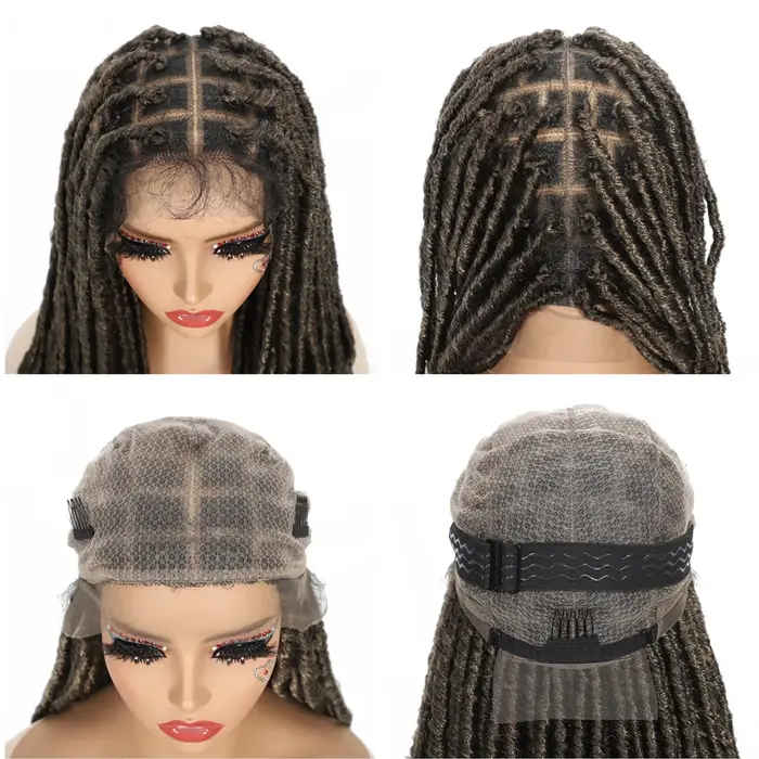 Dreadlocks perruques tressées Locs synthétiques pleine perruque de dentelle tresses féminines
