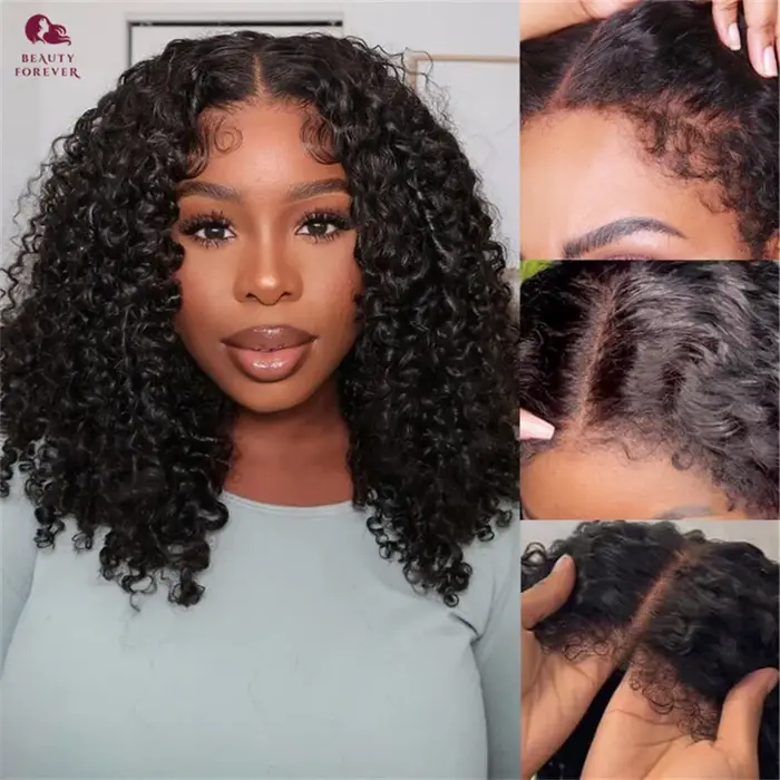 Beautyforever perruque sans colle bouclée crépue avec bords 4C 7x5 nœuds Bye Bye 3.0