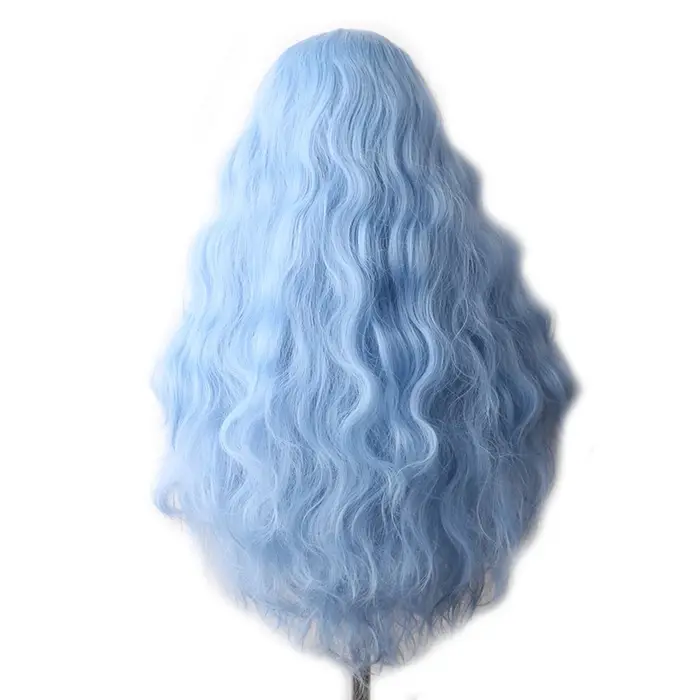 Perruque synthétique bouclée pour femme, bleu clair, longue, blonde, brune, pour cosplay, costume, c