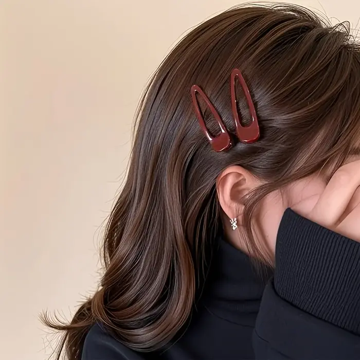 Ensemble de 2 pinces à cheveux bordeaux