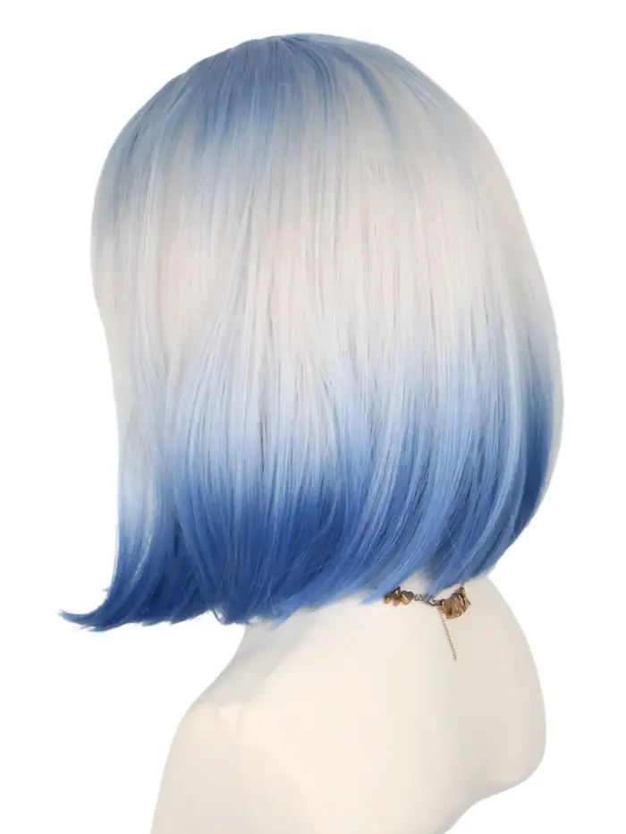 Perruque Bob dégradée bleu-blanc-bleu