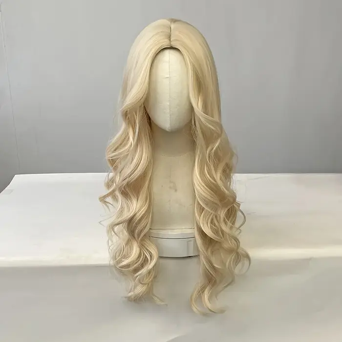 Perruque synthétique bouclée dorée pour cheveux longs bouclés pour fête, cosplay d'Halloween, usage