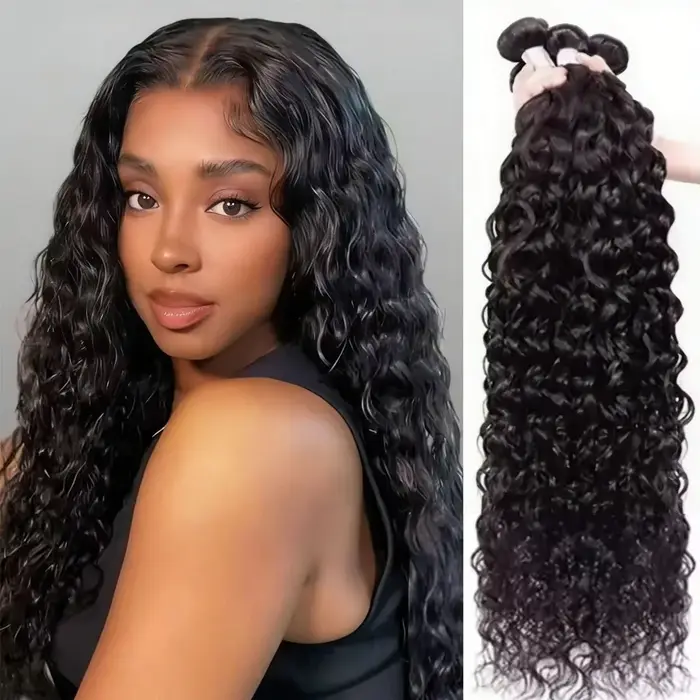 Tissage en lot brésilien naturel bouclé profond, Extension de cheveux vierges noirs naturels, 1/3/4 