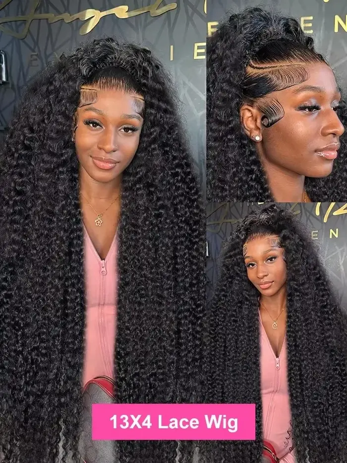 Perruque frontale en dentelle HD 13x6 Deep Wave, cheveux humains bouclés Water Wave, 38-40 pouces, p