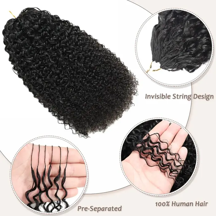 Extensions de cheveux humains bouclés afro kinky pré-séparées sans nœuds pour femmes noires