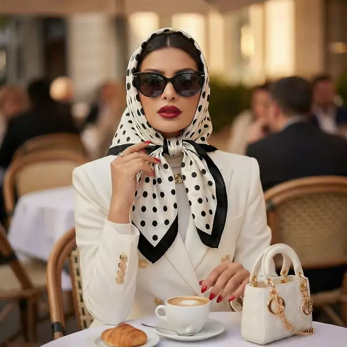2026 Foulard carré à pois pour femme