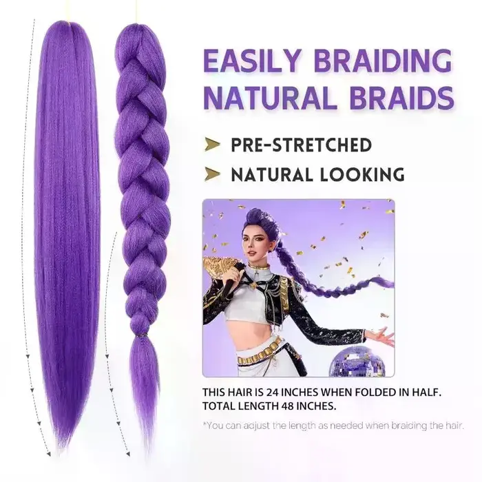 Perruque de Cosplay KPOP Rumi longue tressée violette
