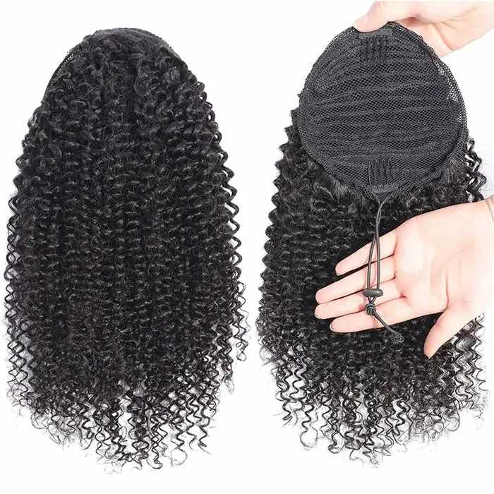 Afro Puff cordon queue de cheval chignon pour les femmes noires 12A brésilien vierge cheveux humains 4C
