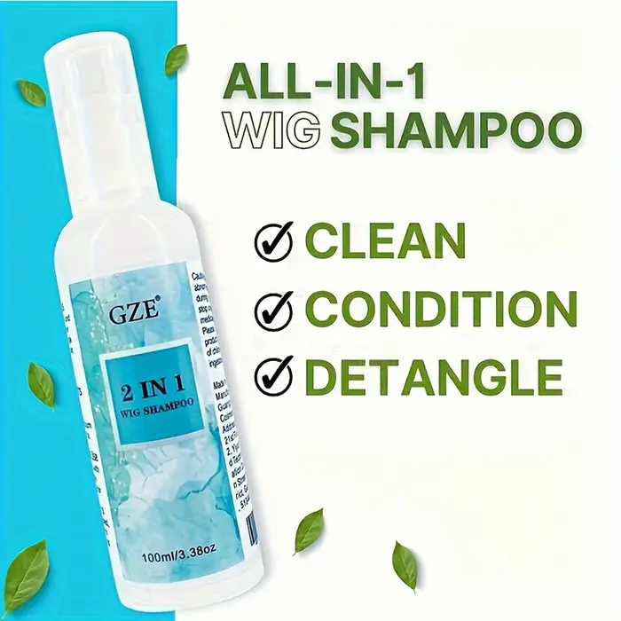 Shampoing pour perruque GZE 2 en 1 pour cheveux synthétiques