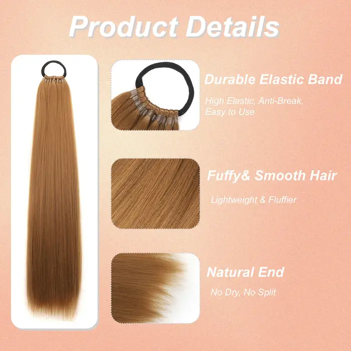 Extensions de cheveux queue de cheval longues tressées avec élastique