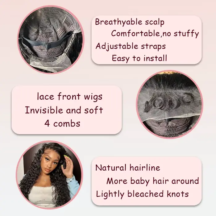 Perruque Lace Front Wig ondulée naturelle, cheveux bouclés, 13x6, pre-plucked, avec baby hair, pour 