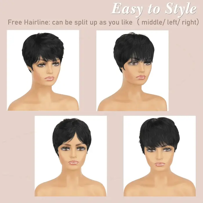 Perruque coupe pixie, perruque synthétique
