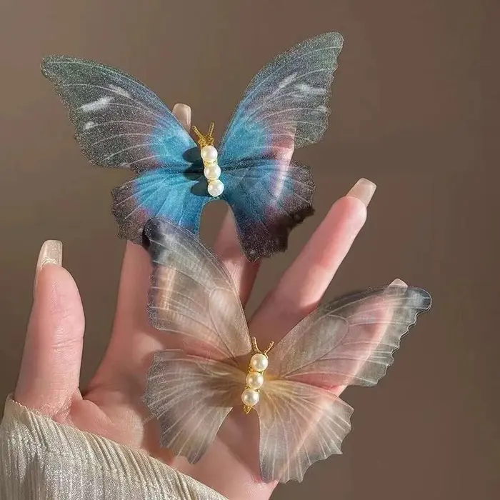 Pinces à cheveux rétro en dentelle papillon pour femmes