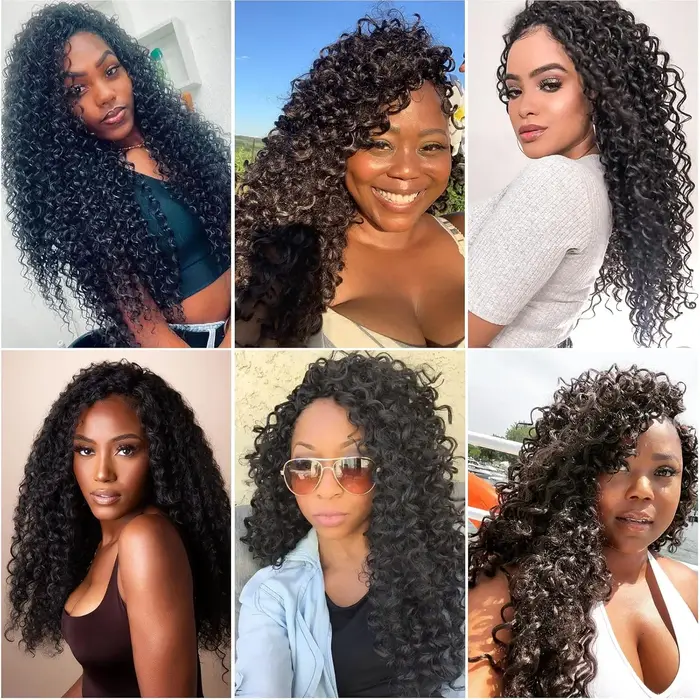Extensions de cheveux naturels brésiliens bouclés au Crochet, plumes, 100% vrais cheveux crus, crépu
