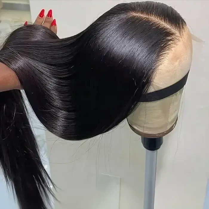 Perruque Lace Front Cheveux Humains Raides Brésiliens 2026 pour Femmes – Sans Colle – En Promotion