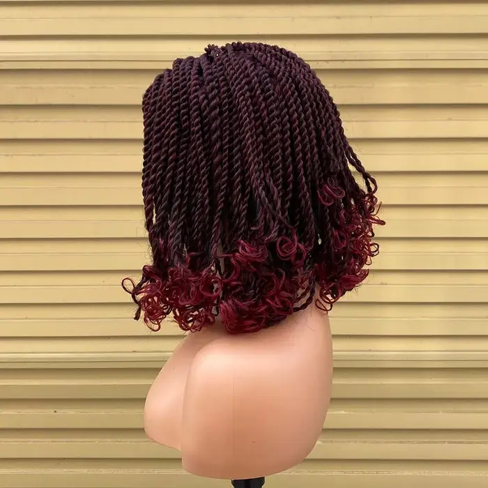 Boîte tressée perruques pour les femmes noires Crochet cheveux 2 torsion Ombre Bug africain synthétique court Bob