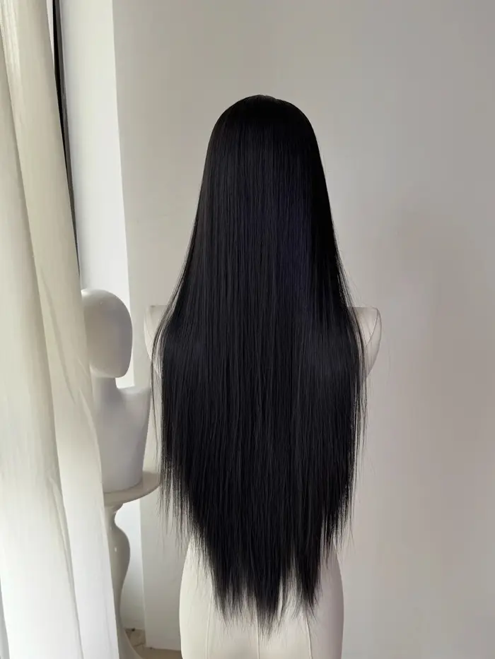 Perruque Lace Front Wig synthétique noire 26 pouces