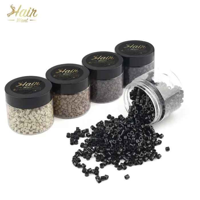 Perles micro-liens en silicone de 4 mm (1000 pièces) pour extensions de cheveux invisibles à coudre