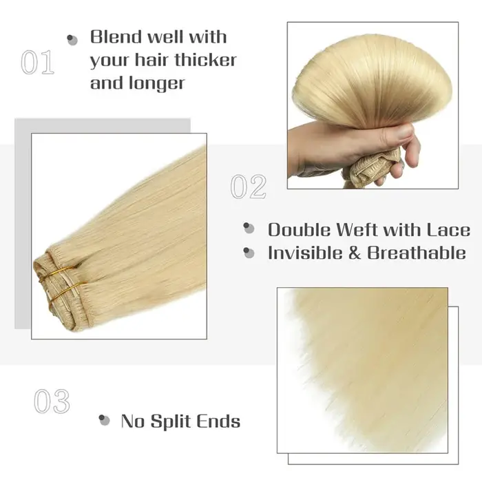 # 613 Clips dans les Extensions de cheveux couleur