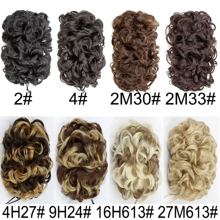 Chignon synthétique désordonné avec élastique et cordon de serrage