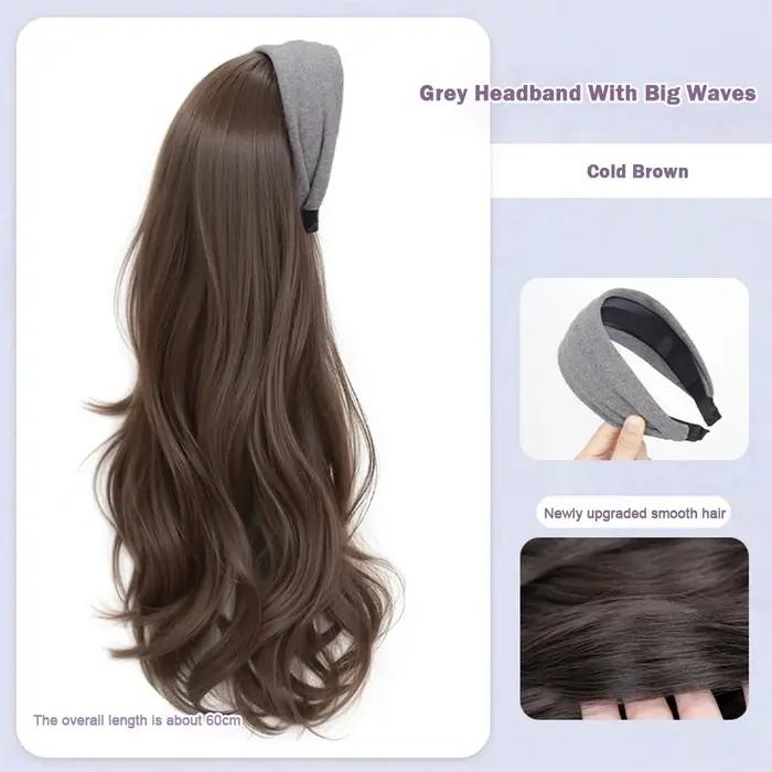 Nouveau Long ondulé bouclés bandeau Extension de cheveux postiches naturelles synthétiques en forme de U demi-tête couverture pour les femmes