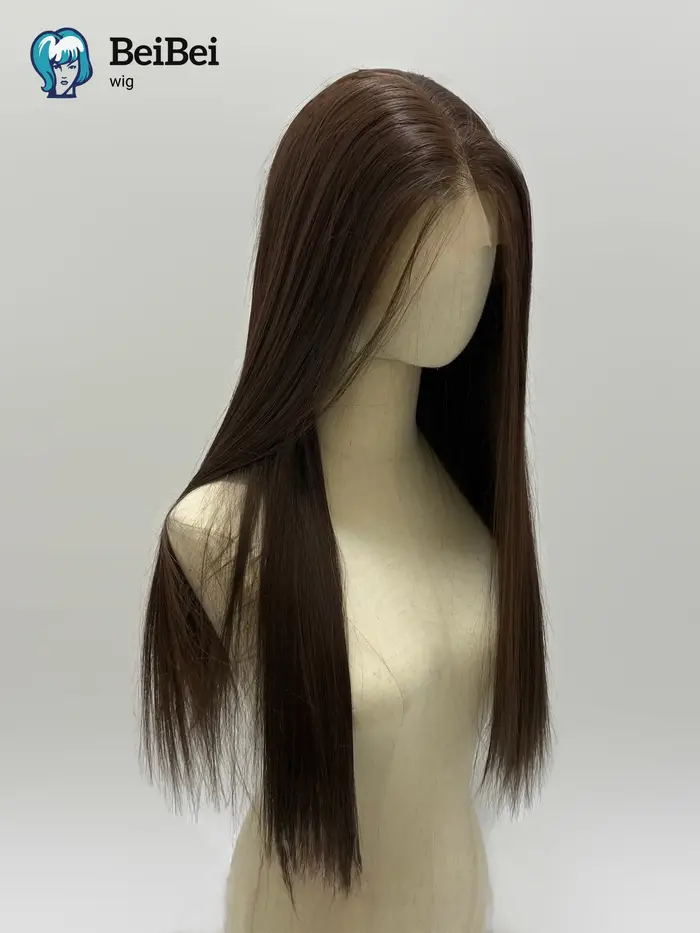 360 perruques noires brunes pour femmes 26 pouces longue droite pleine perruque de dentelle synthétique avec Fibers haute température pour Cosplay Peluca