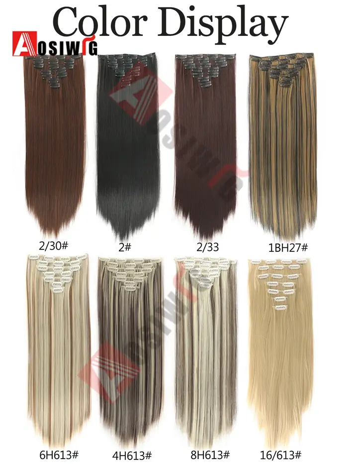 Extensions de cheveux synthétiques longs et lisses