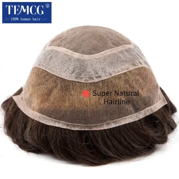 VERSALITE-Toupet en cheveux naturels pour hommes, Lace Front, Mono Top, Perruque respirante, Prothès