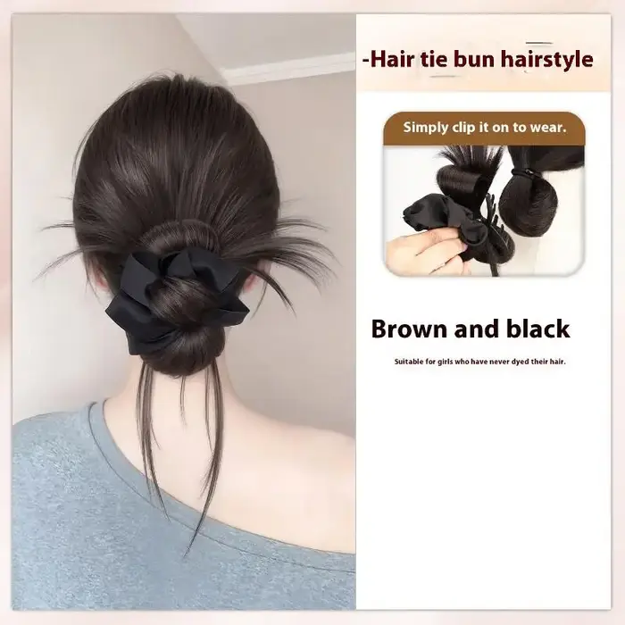 Pince à chignon synthétique en désordre avec bandeau, Extensions capillaires naturelles, usage quoti