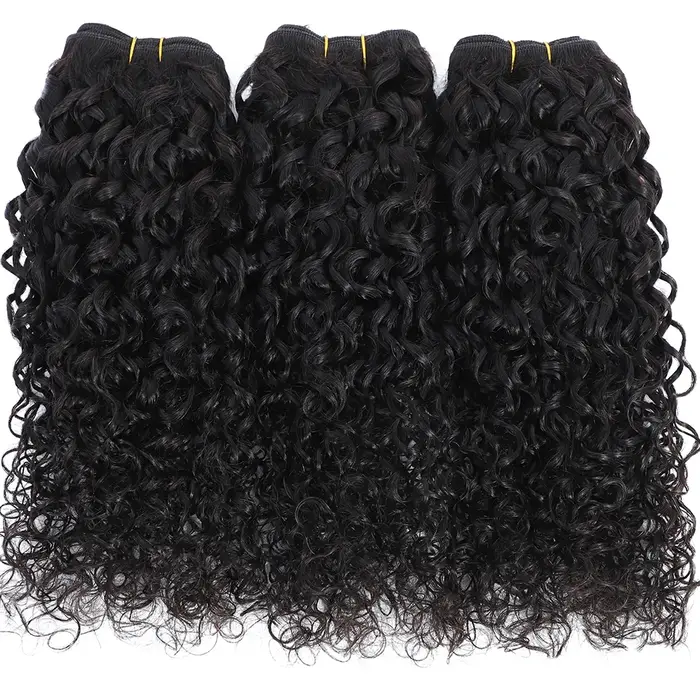 Tissage en lot brésilien naturel Remy bouclé Pixie 12A