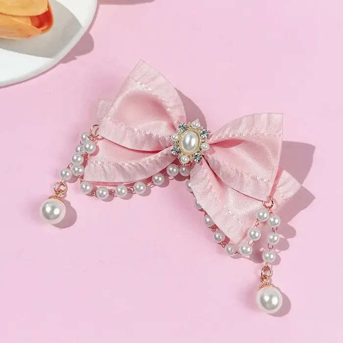 Pinces à cheveux nœud en strass pour femmes et filles, pinces latérales nœud en perles, pinces pour 