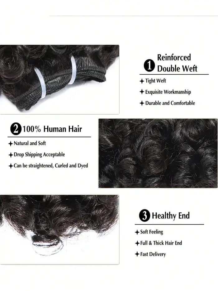 Tissage en lot naturel Remy bouclé et rebondissant