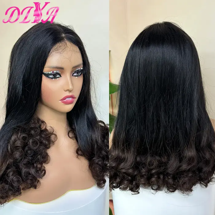 2x6 HD dentelle fermeture perruque de cheveux humains avec extrémités bouclées cheveux vierges crus