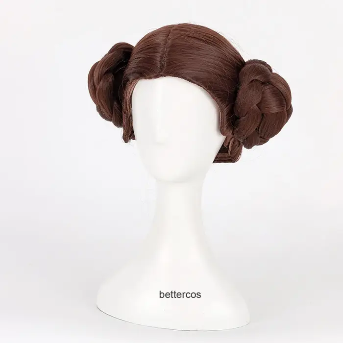 Perruque de Cosplay synthétique princesse Leia Organa Solo