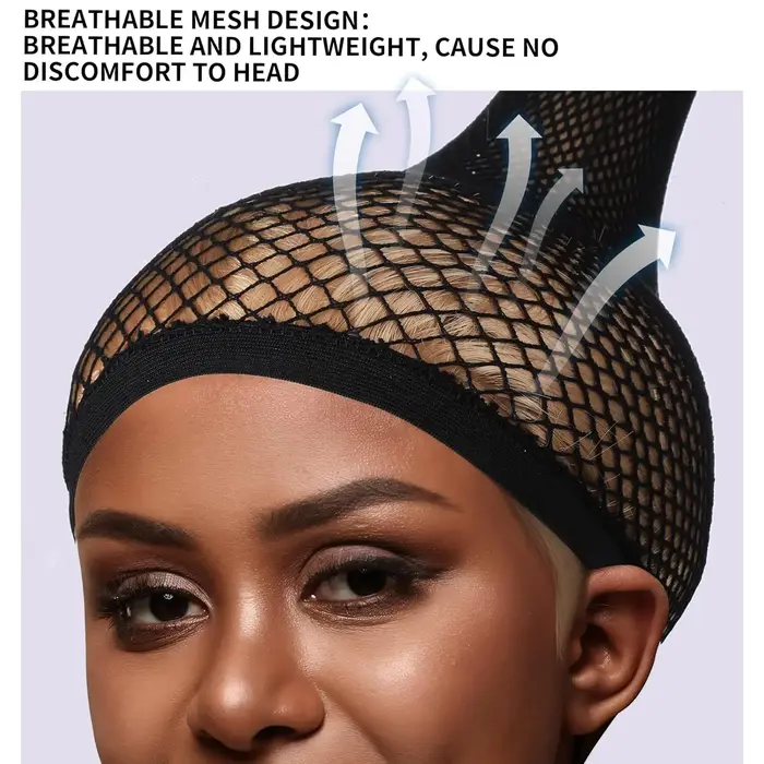 Bonnet de perruque en peau noire, filet à cheveux pour perruques, bonnets de perruque pour femmes, b