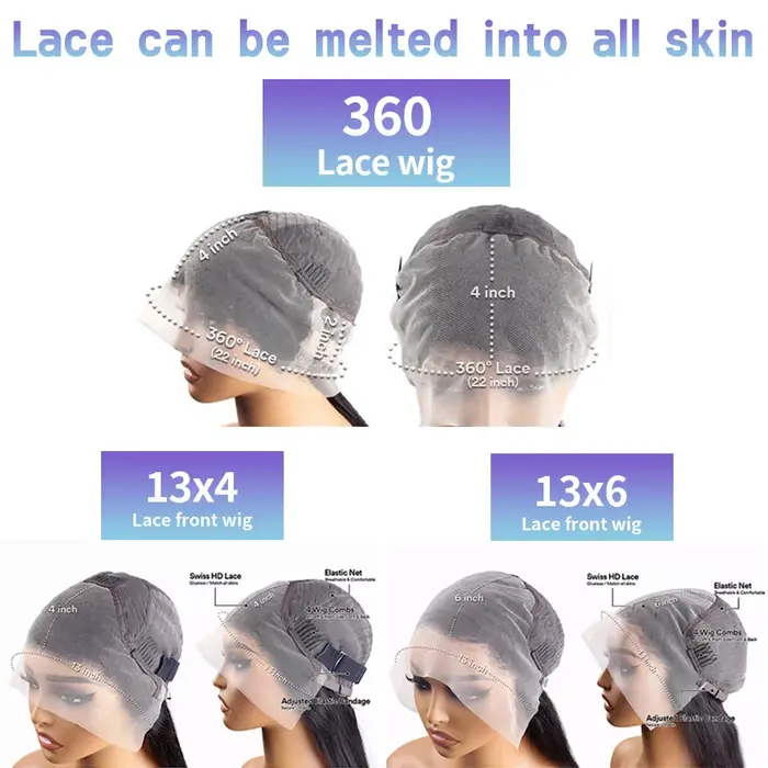 Perruque frontale sans colle en dentelle complète HD 360, cheveux humains, densité 200, 30 pouces, a