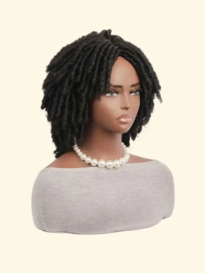 Perruque synthétique courte Billowig avec frange – Style tressé ombré, pour femmes