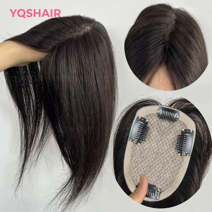 Perruque Lace Closure marron foncé 100% cheveux humains, Base de peau Remy brésilienne, 9x13cm, liss