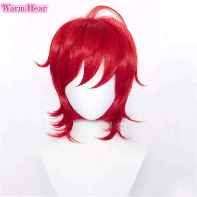 Perruque cosplay rouge courte avec lunettes, info-chan, YPanama e Info Chan, perruques de cosplay de cheveux à degré de chaleur + un bonnet ultraviolet