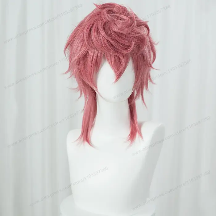 Anime Trish Una Cosplay perruque 40 cm rose femmes cheveux résistant à la chaleur perruques synthétiques + bonnet