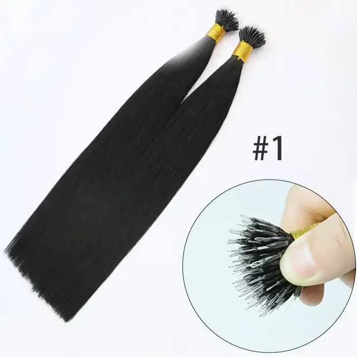 Extensions de cheveux naturels à micro-anneaux Nano lisses, 50 pièces/ensemble, brun clair, 50g 100g