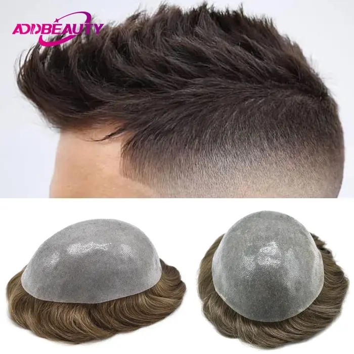 Prothèse capillaire pour homme en cheveux humains indiens