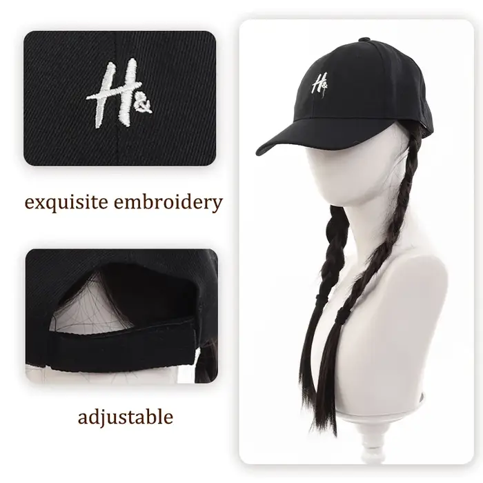 Casquette de baseball pour femme avec perruque intégrée