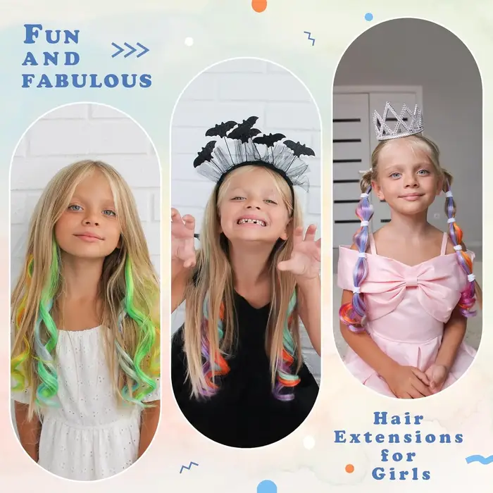 Extensions de cheveux synthétiques à clips de 22 pouces