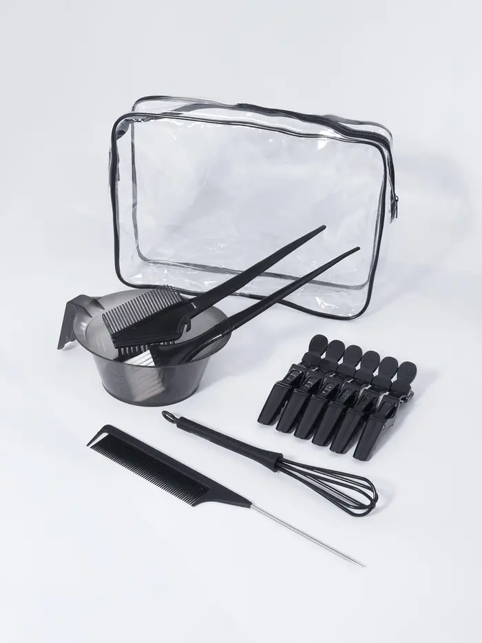 Ensemble de teinture capillaire professionnel 11 pièces avec brosse à teinture, peigne, pince, agita