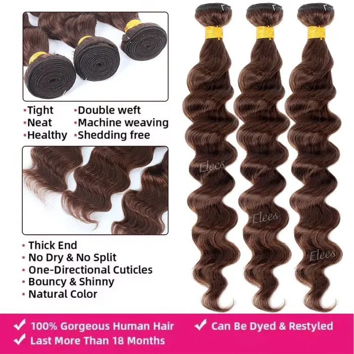 Extensions de cheveux humains ondulés 12A