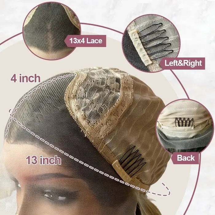 Perruque synthétique à dentelle HD courte ondulée de style bob avec mèches blond cendré ombré, perru