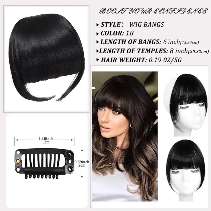 Frange cheveux Extension synthétique pince